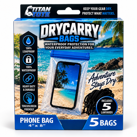 Titan Tote DryCarry Waterproof Phone Bags – 5 Pack